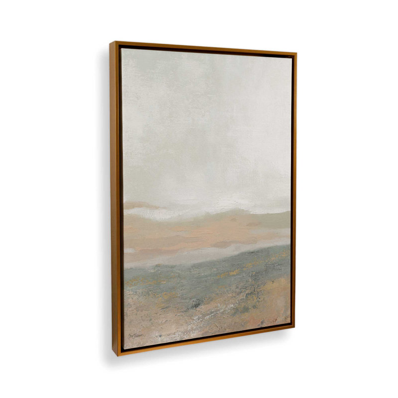 Imprimé abstrait de chant de la terre, H 18,75 po x l 12,75 po x P 1,75 po, Toile polie avec cadre flottant doré