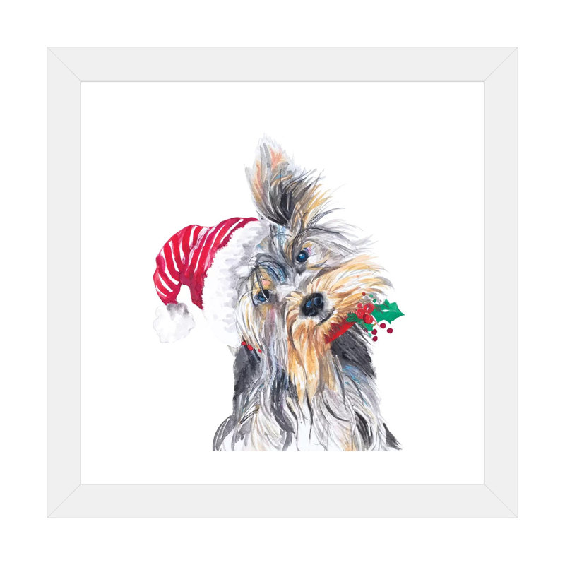"Holiday Dog III" par Patricia Pinto, reproduction d’art, Blanc, Papier encadré blanc, H 24 po x l 24 po x p 1 po