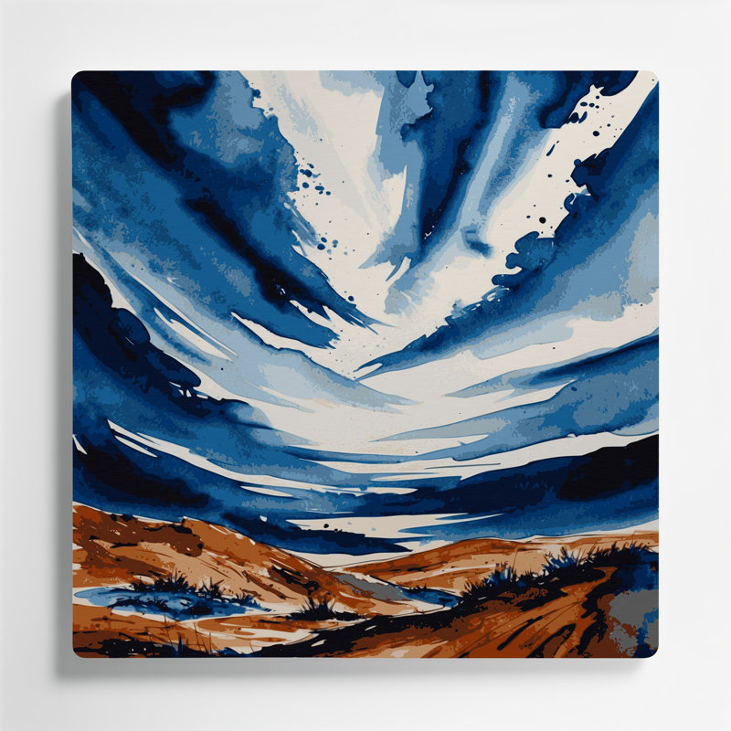 Aquarelle paysage 2, art mural gris en métal, H 12 po x l 12 po