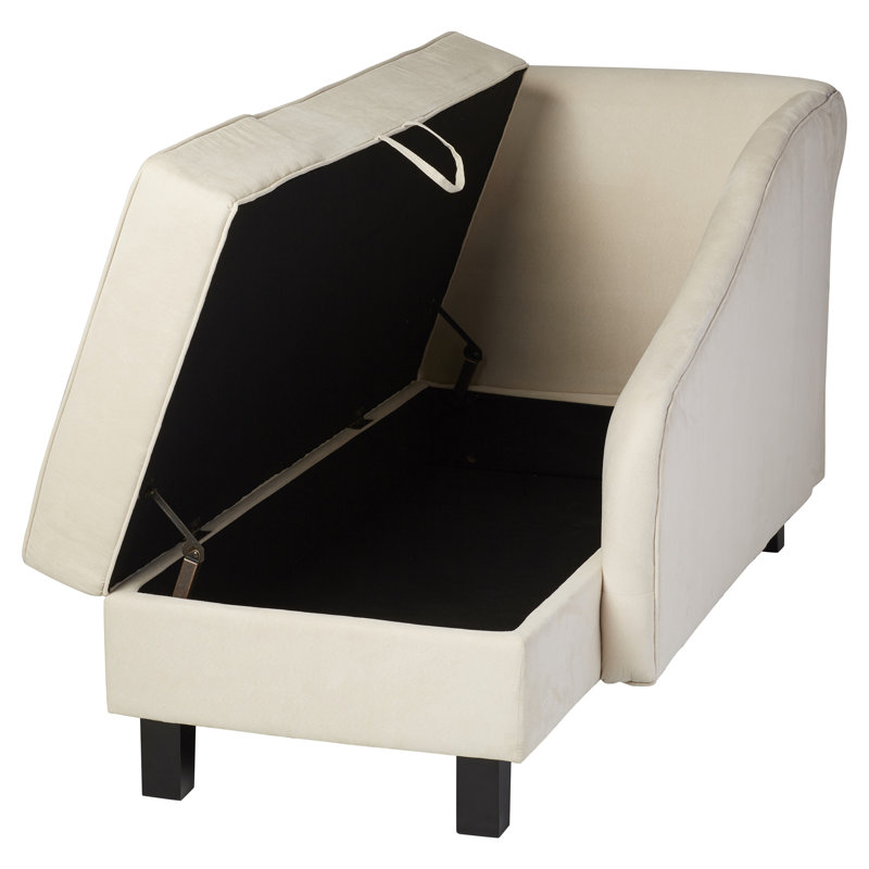 Upholstered Chaise Lounge, Khaki Microfiber/Microsuede
