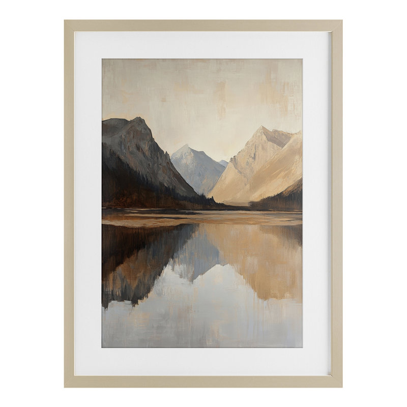 Terracotta Reflections Lake Landscape, reproduction encadrée sous verre, design par Petal Prints Design, H 20 po x l 14 po