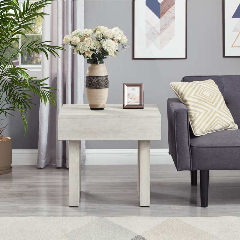Athens Modern Accent End Table, White