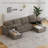 104''W U Shaped Corduroy Sectional Sofa With Storage Chaises And Pull Out Bed-124845532