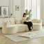 Canapé modulaire incurvé surdimensionné de 111,5 pouces de style nuage sans os avec 6 coussins en velours côtelé de luxe avec siège profond, beige-130670165-130670172