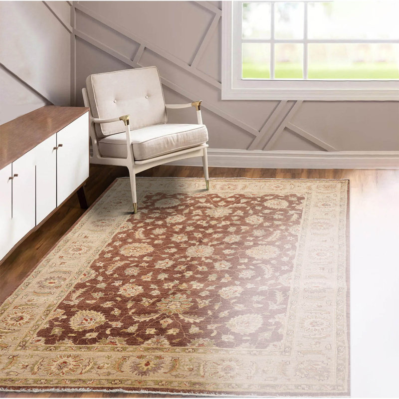 Tapis rectangulaire en laine de conception unique 5 pi 7 po x 8 pi 3 po Rithish