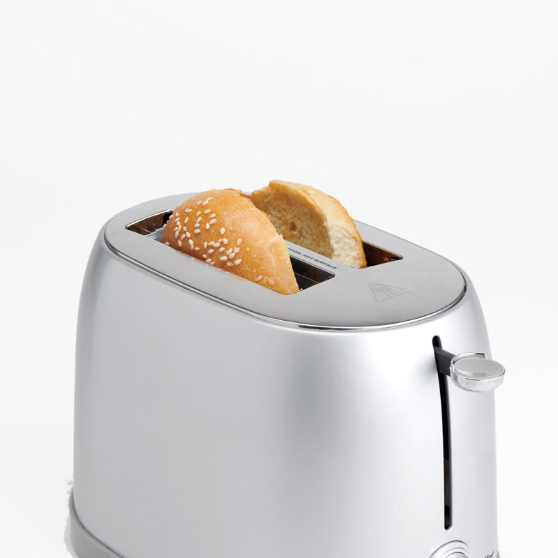 Silver Stainless Steel 2-Slice Toaster with Wide Slots and Crumb Tray