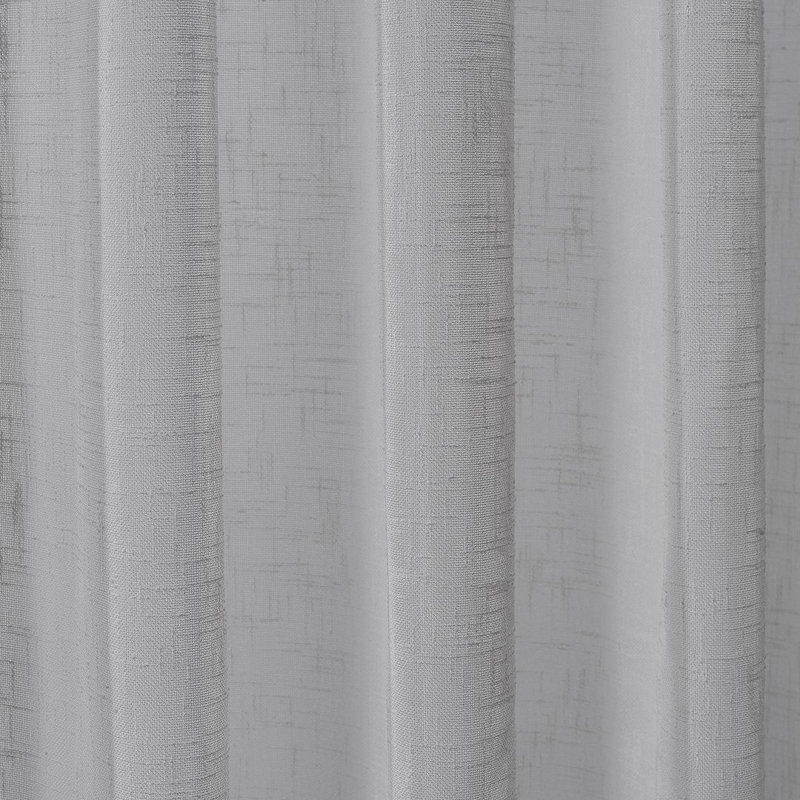 Pinch Pleated Extra Long & Extra Wide Faux Linen Semi Sheer Single Panel, Light Gray, 75" W x 72" L