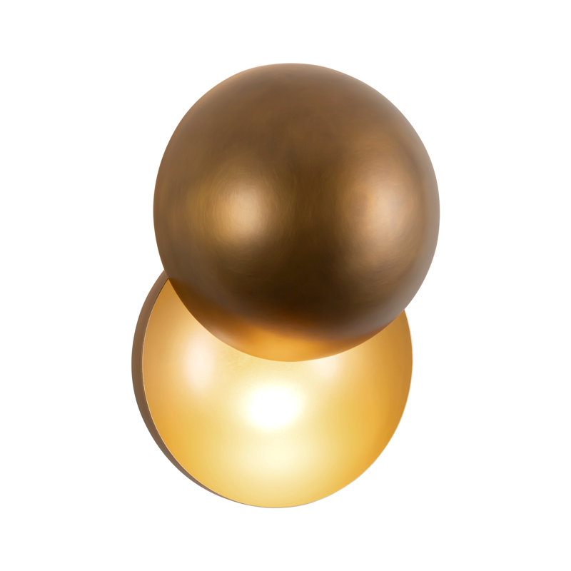 Void 12-in Black dimmable LED Wall Sconce, Antique Brass