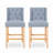Fabric Upholstered Bar Stools Set with Tufted Back,Wood Base