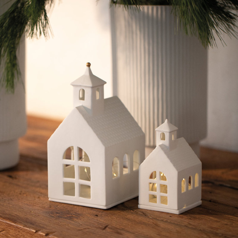 Porcelaine Village House Chapel, H 5,5 po x l 3,1 po x P 2,8 po