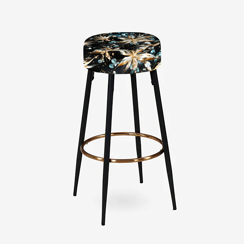 Ensemble de 2 tabourets de bar en verre noir et doré Glamour Opulence