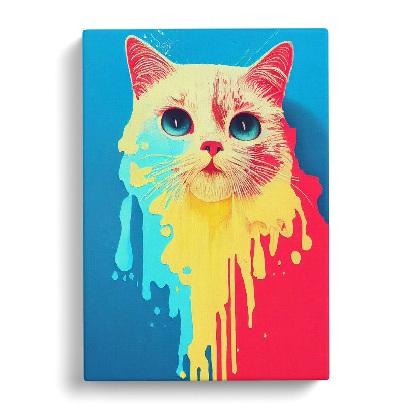 Cat In Paint No.6 - Wrapped Canvas, 60cm H x 40cm W x 3cm D
