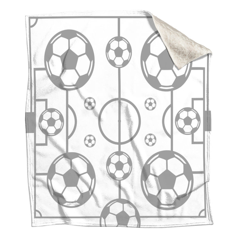Ballons de soccer, couvertures, 60in W x 80in H, Light Grey White