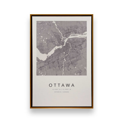 Ottawa Street Map, reproduction d'art sur toile