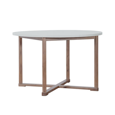 Ensemble de salle à manger 5 pièces pour l'extérieur avec 4 chaises en bois d'acacia, table de salle à manger ronde de 47,2 po à lattes, idéale pour les patios, les jardins, les bords de piscine, les pelouses et les espaces intérieurs