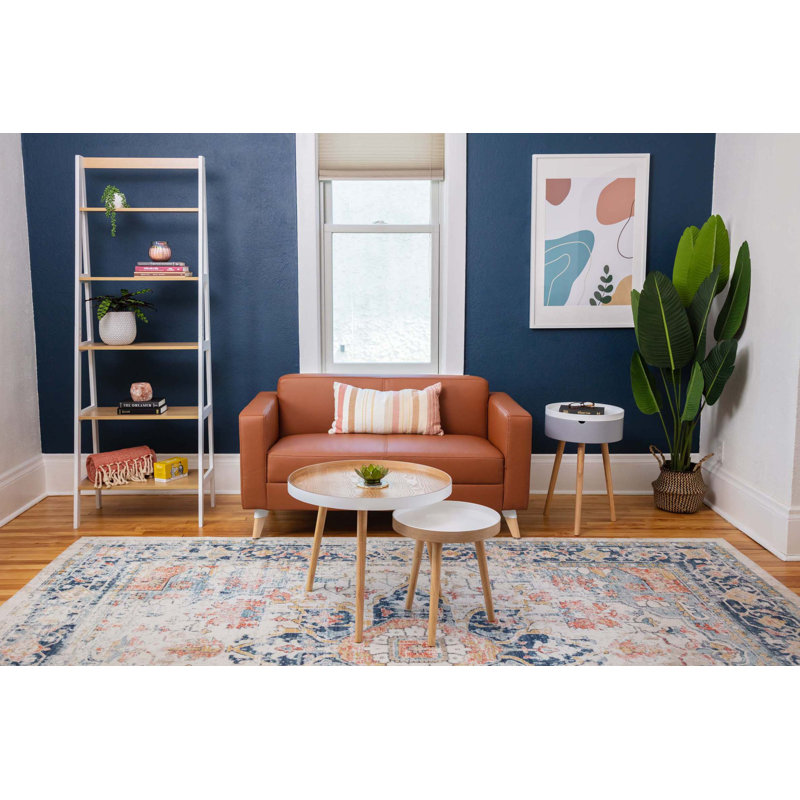 White Adjustable Five-Tier Wood Ladder Shelf