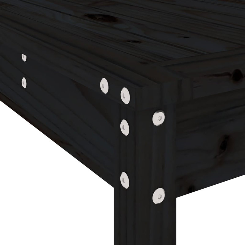 Netrapal 17 Stories Bar Set with Wood Frame and Solid Wood Outer Material, Black