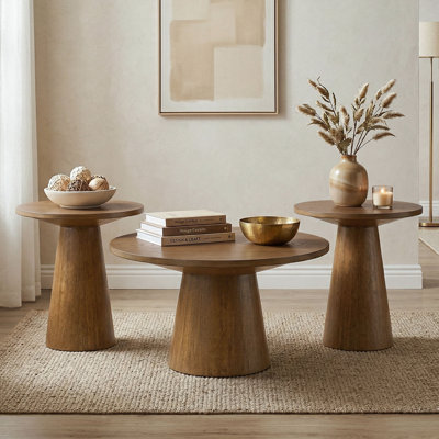 Astromeritis 3-Piece Round Pedestal Coffee Table Set