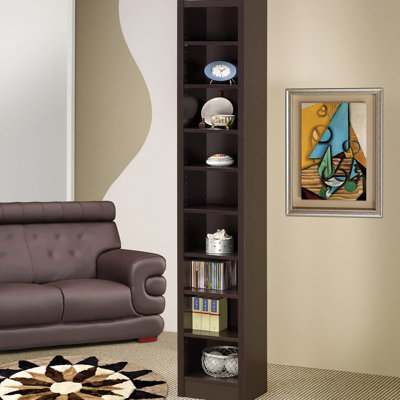 Contemporary 8-Shelf Bookcase With 2 Fixed Shelves, Cappuccino, Suitable For Keeping Books And Organized In Study Cappuccino Tall Vertical Design, Two Six Adjustable Shelves Flexible Storage Of