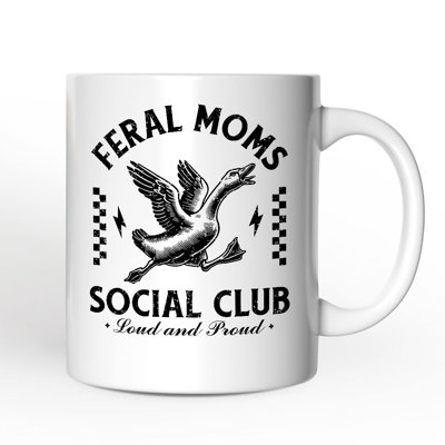 Tasse de club social Féral Moms, cadeau amusant pour les mères avec nom personnalisé