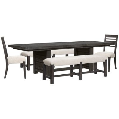 Rectangular Dining Table With 2 Benches And 2 Side Chairs