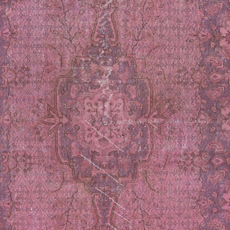 Tapis rose et violet mauve de 5,4 x 9 pi fabriqué à la main de style moderne turc