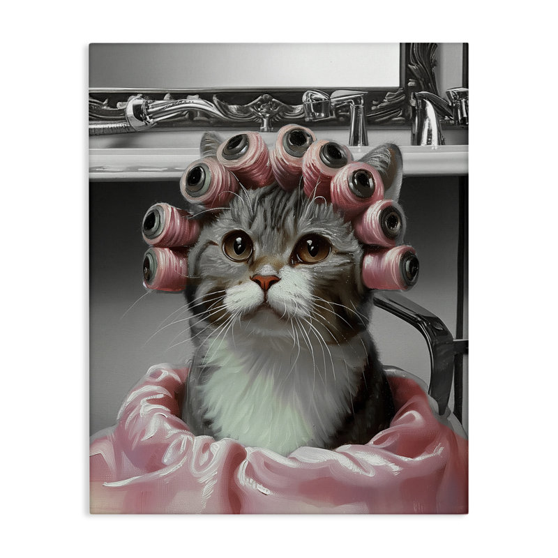 «Spa Day Cat», art mural par Annabelle Hall, H 20 po x l 16 po
