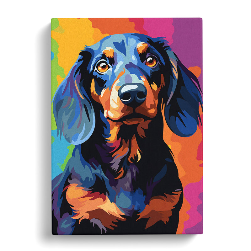 Dachshund Pop - Print on Canvas, 60cm H x 40cm W x 3cm D