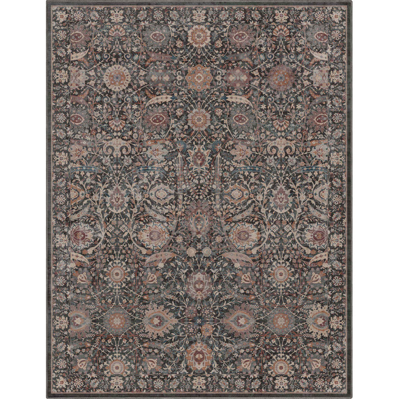 Tapis gris anthracite à tissage plat Ervin Liana, Rectangle 9 pi 10 po x 13 pi