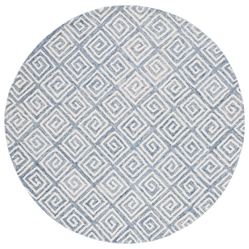 Metro Hand Tufted Wool And Cotton With Latex Geometric Rug, Round 6'