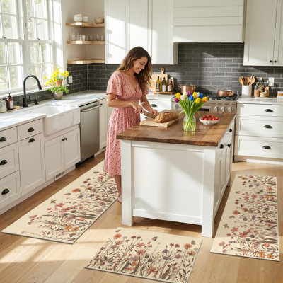 Non-slip Washable Kitchen Mat Runner (Set of 3)