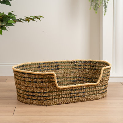 Green & Natural Check Woven Pet Bed with mat