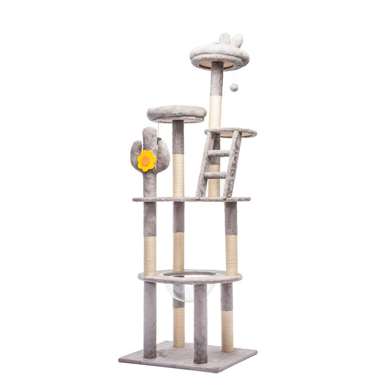 Meuble pour chat 72 "avec chat en sisal et perchoirs moelleux 72", Gris