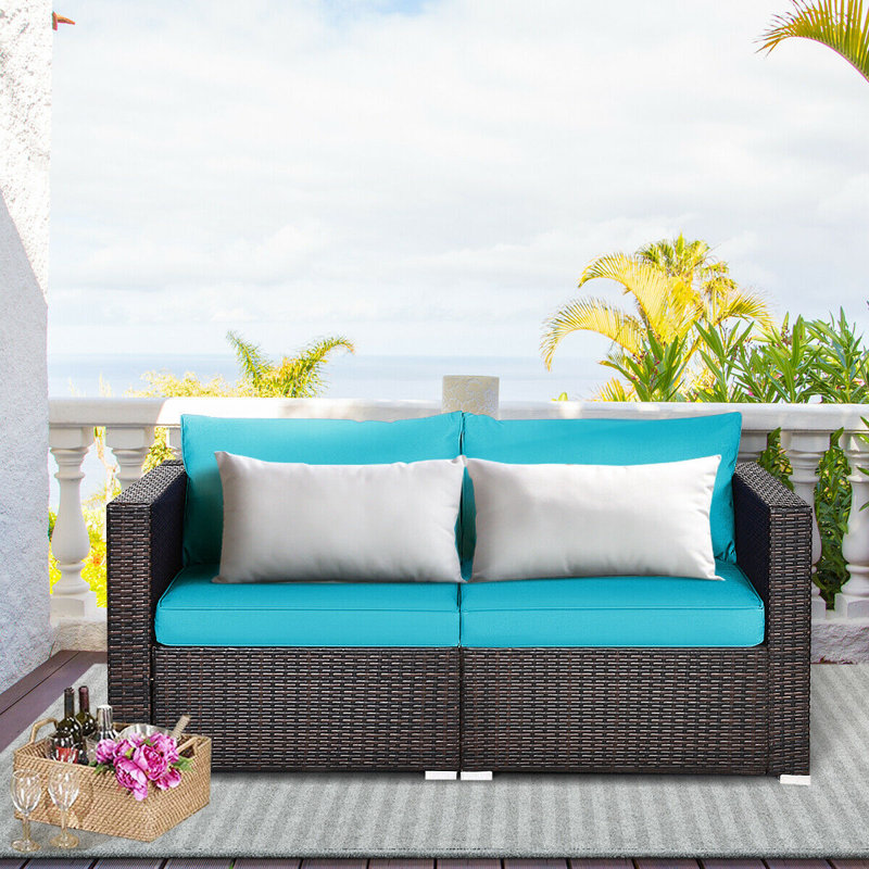 Chaise de patio avec coussins Ariyeh, Bleu