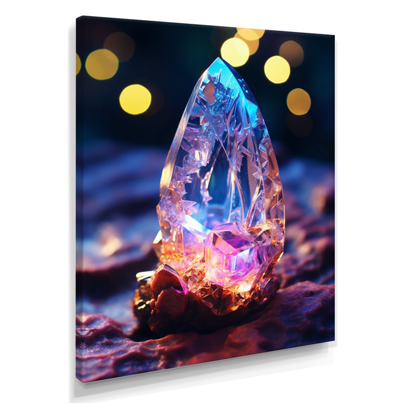 «Blue Amethyst Forest Quartz Crystal II», art mural pierre géode, H 20 po x l 12 po x P 1 po, Toile tendue