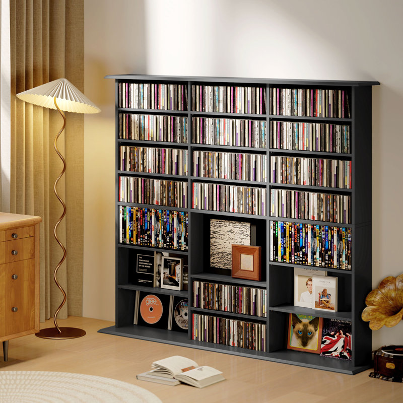 Armoire de rangement multimédia, étagère à DVD à 8 niveaux pour 1032 CD ou 594 DVD, Blanc