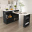  Îlot de cuisine avec table tournante extensible, poste de salle à manger extensible avec 4 tiroirs et prise de courant, noir