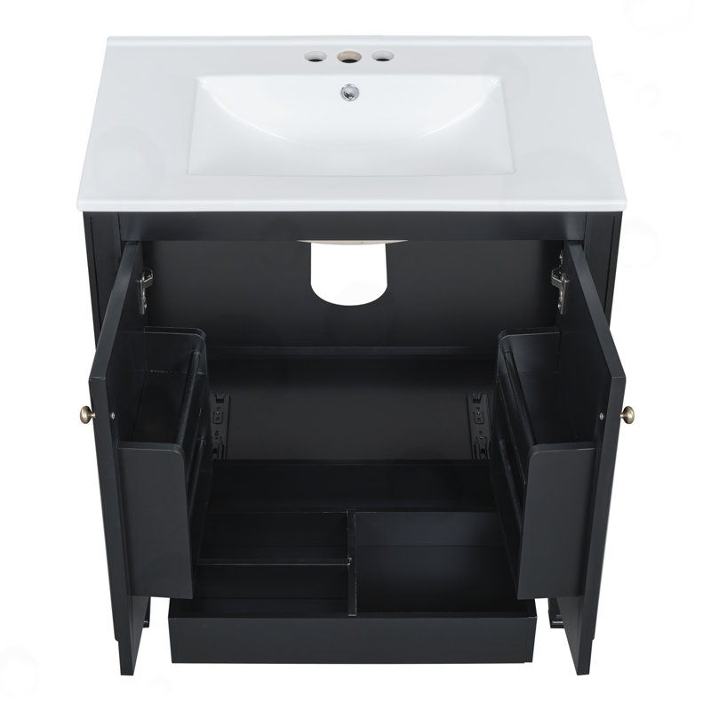 Gurdarshan avec lavabo, deux portes avec tablette, Noir
