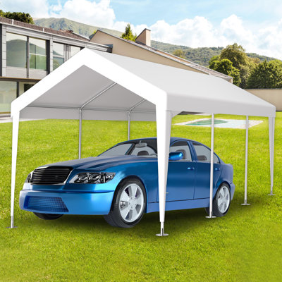 Toile de remplacement pour auvent 10 x 20 pi - imperméable Polypropylène. 72 bandes élastiques. Renfort de bord amélioré. Facile à installer. Blanc. Pour la maison, l'abri pour véhicule extérieur est protégé.