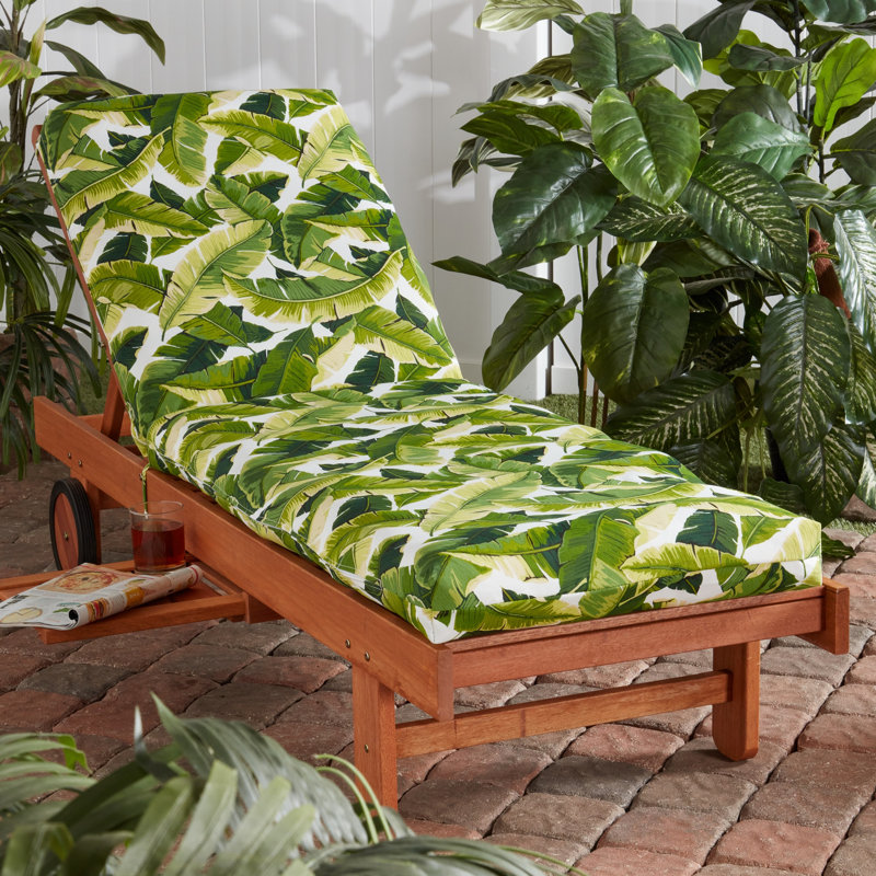 Outdoor Chaise Lounge Chair Cushion, Palm White