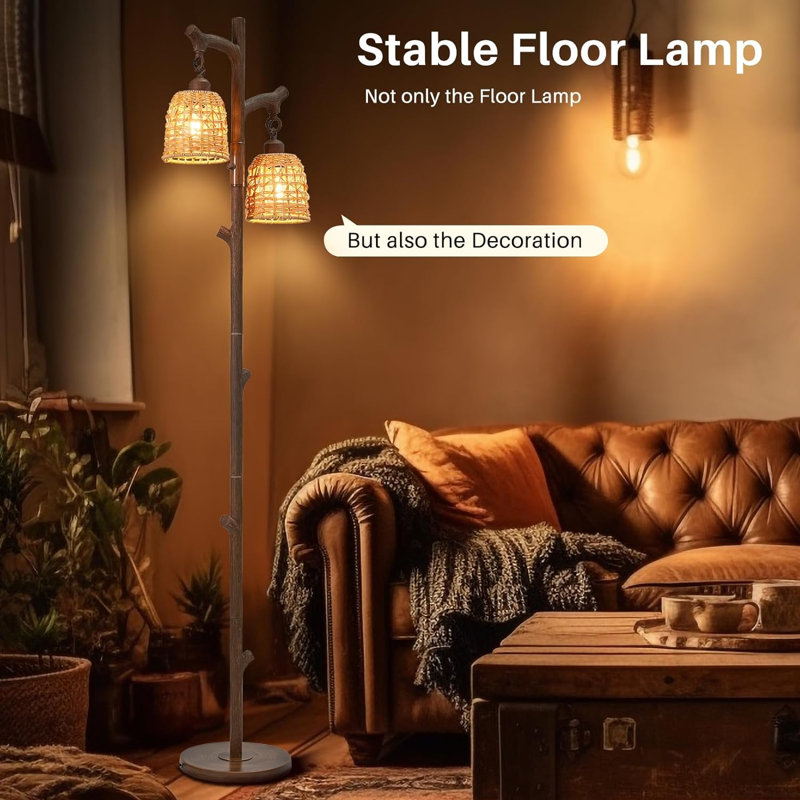 Failand 65'' LED Tree Floor Lamp, Brown Grain