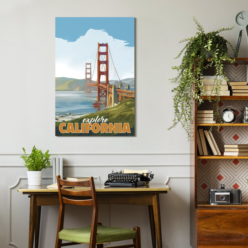 "Golden Gate Gaze", impression sur panneau en verre trempé flottant sans cadre