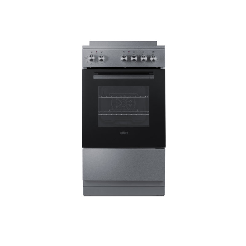 Summit Appliance 20" W Electric Smooth-Top Range, Black/Stainless Steel