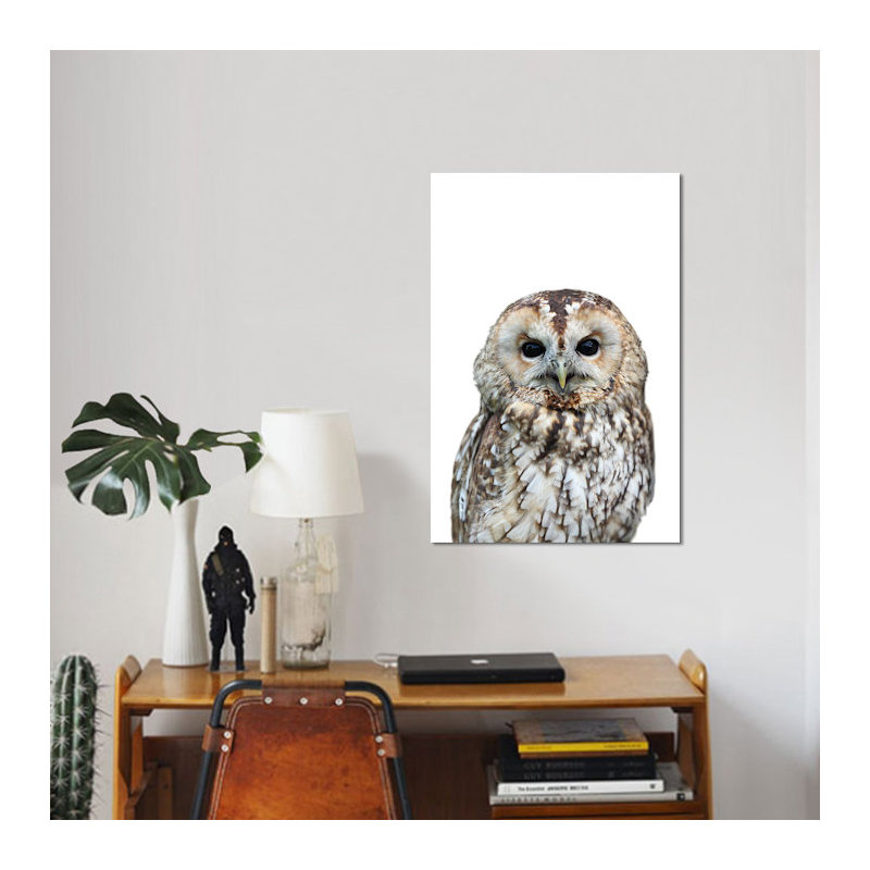 « hibou », impression sur toile, H 26 po x l 18 po x P 1,5 po, Toile tendue, Pas de tapis