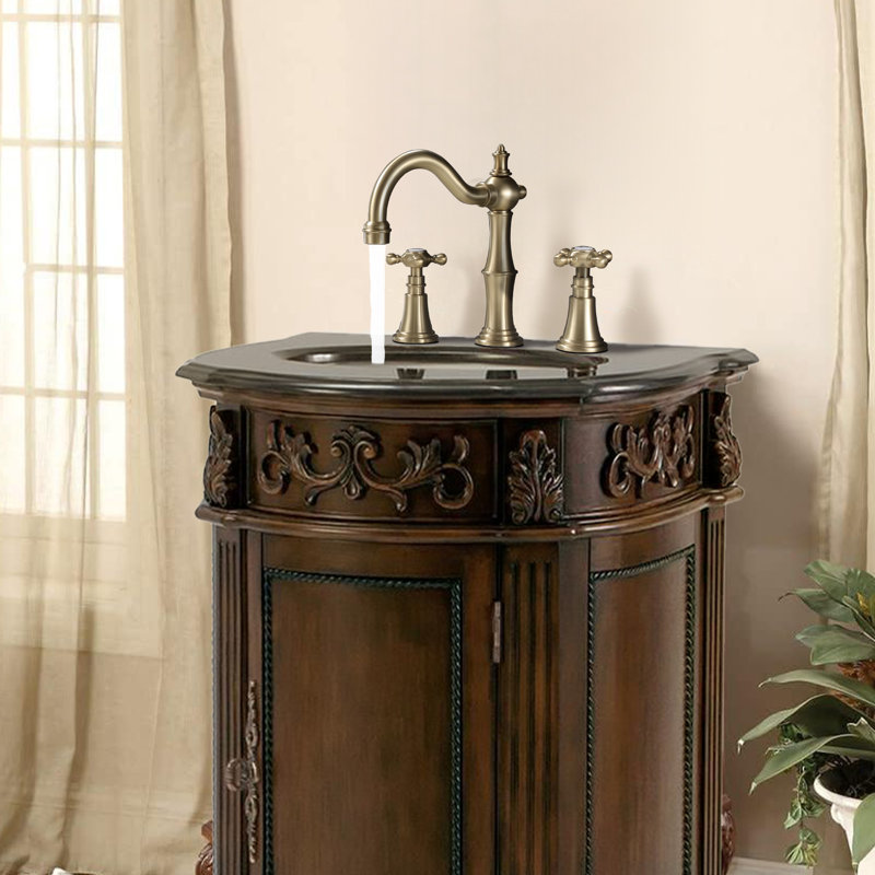  Robinet de lavabo de salle de bain victorien rétro avec ensemble de drain optionnel, Or brossé