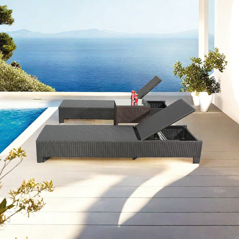 Chaise longue en rotin Smooth