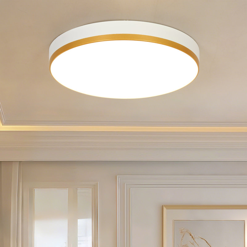 Plafonnier encastré à DEL commercial de 11 po blanc et or 24 W à intensité variable 5 CCT (ensemble de 1), Blanc et or