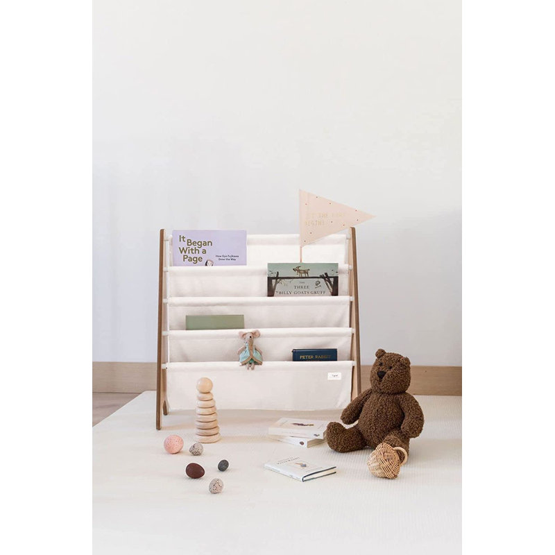 URKS 3 Sprouts - Book Shelf - Kids Book Rack Organizer  - Baby Room Bookcase, Cream