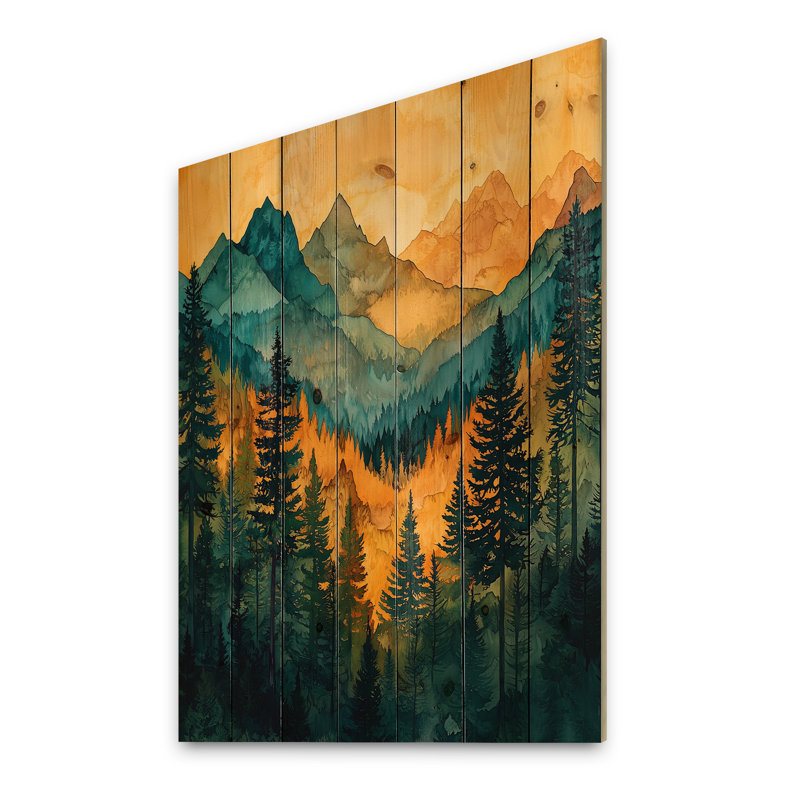 Échos de la forêt au sommet de l'Alaska III - impression sur bois de l'Alaska - sur bois de pin naturel, H 32 po x l 24 po