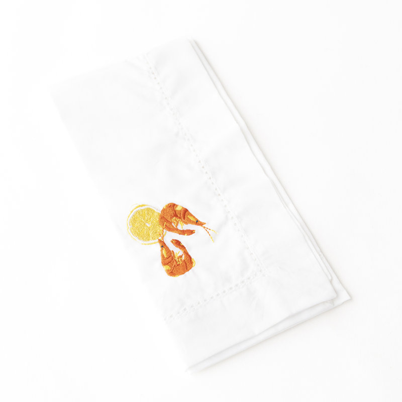 Lemon Prawns Embroidered Dinner Napkin